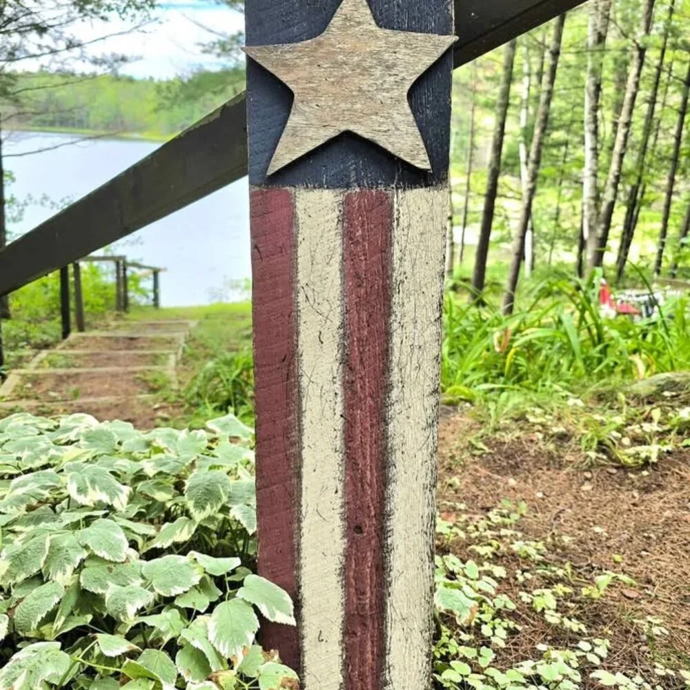 Primitive Americana United States America Wood Flag 4th of July Patriotic Decor - Picture 1 of 9